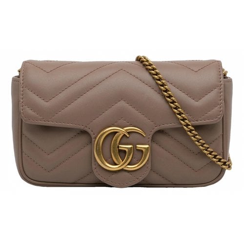 Pre-owned Gucci Gg Marmont Leather Crossbody Bag In Beige