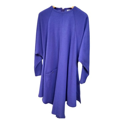 Pre-owned Versace Wool Mini Dress In Purple