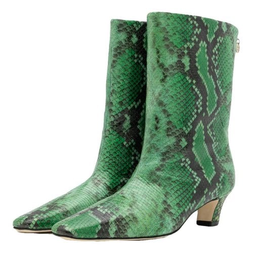 Pre-owned Msgm Leather Cowboy Boots In Green