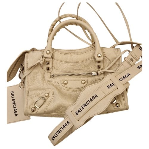 Pre-owned Balenciaga City Leather Handbag In Beige