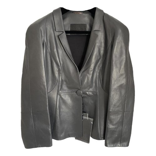 Pre-owned Giorgio Armani Leather Short Vest In Black