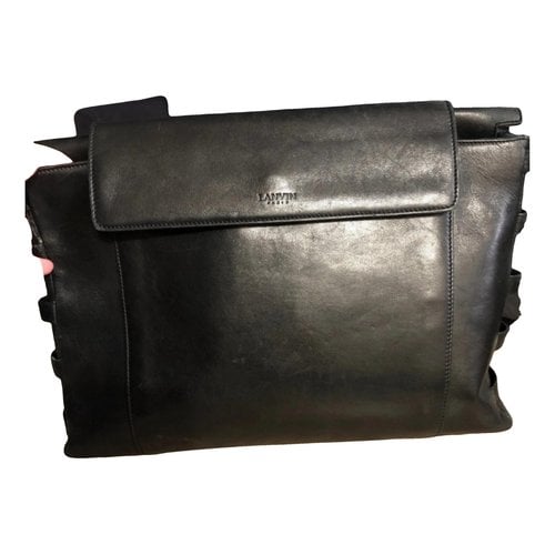 Pre-owned Lanvin Leather Clutch Bag In Black