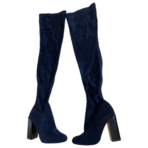 Pre-owned Jeffrey Campbell Velvet Boots In Blue