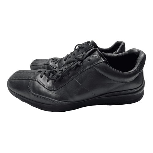 Pre-owned Prada Mechano Leather Low Trainers In Black