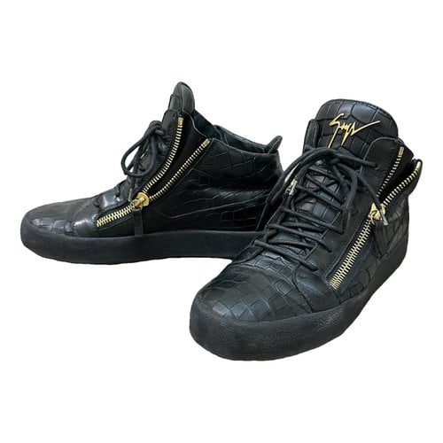 Pre-owned Giuseppe Zanotti Coby Leather High Trainers In Black