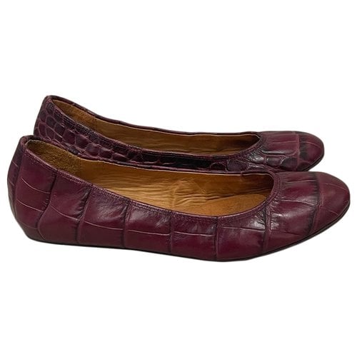 Pre-owned Lanvin Leather Ballet Flats In Burgundy