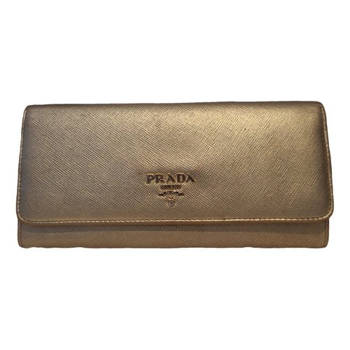 Pre-owned Prada Leather Wallet In Gold