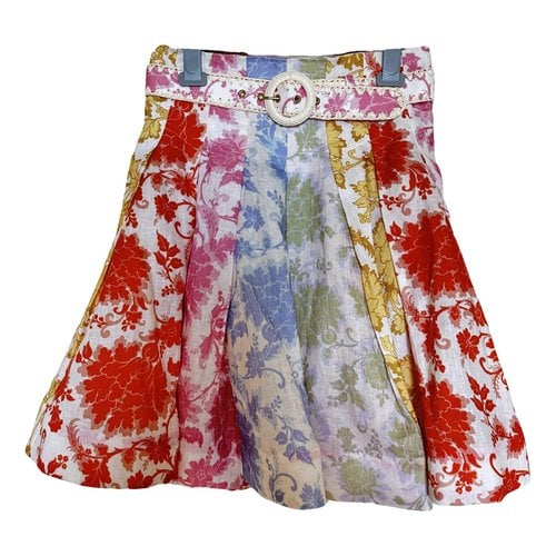 Pre-owned Zimmermann Linen Mini Skirt In Multicolour