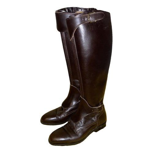 Pre-owned Alberto Fasciani Leather Riding Boots In Brown