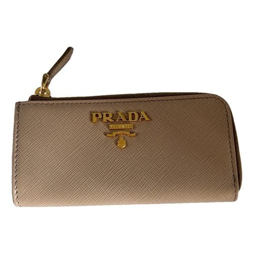 Pre-owned Prada Leather Key Ring In Beige
