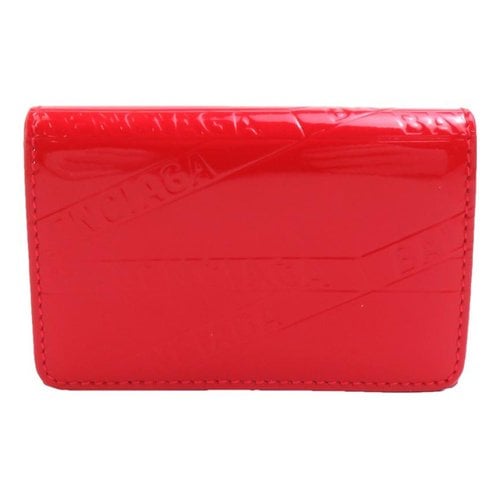 Pre-owned Balenciaga Patent Leather Wallet In Red