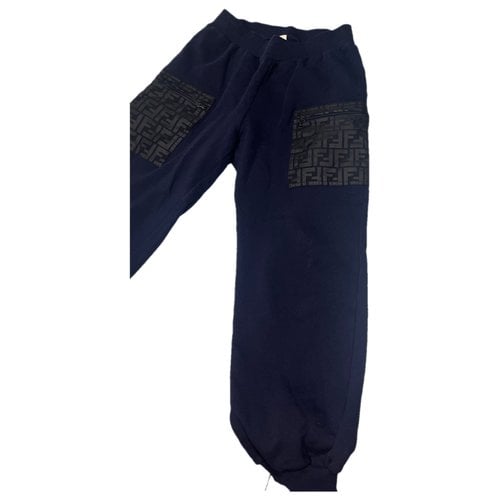 Pre-owned Fendi Trousers In Blue
