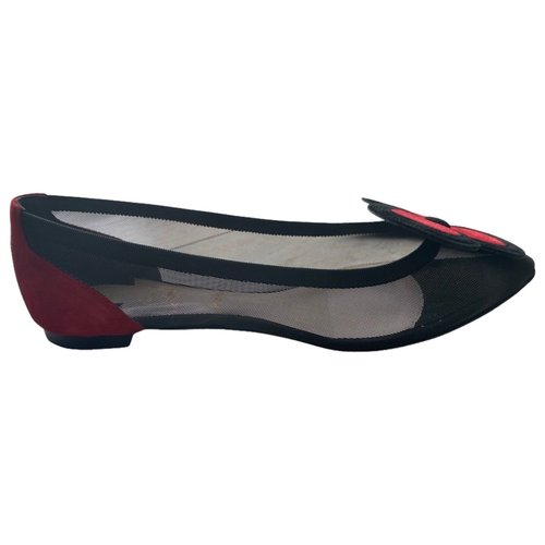 Pre-owned Christian Louboutin Cloth Ballet Flats In Black