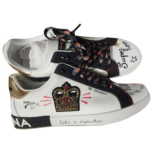 Pre-owned Dolce & Gabbana Exotic Leathers Lace Ups In White