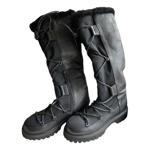 Pre-owned Bibi Lou Leather Snow Boots In Black