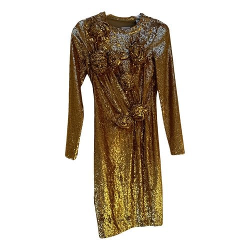 Pre-owned Burberry Silk Mid-length Dress In Gold