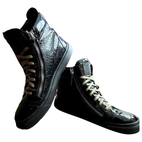 Pre-owned Giuseppe Zanotti Patent Leather High Trainers In Black