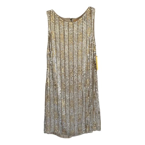 Pre-owned Alice And Olivia Silk Mini Dress In Gold
