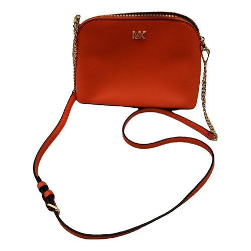 Pre-owned Michael Kors Cindy Leather Crossbody Bag In Orange