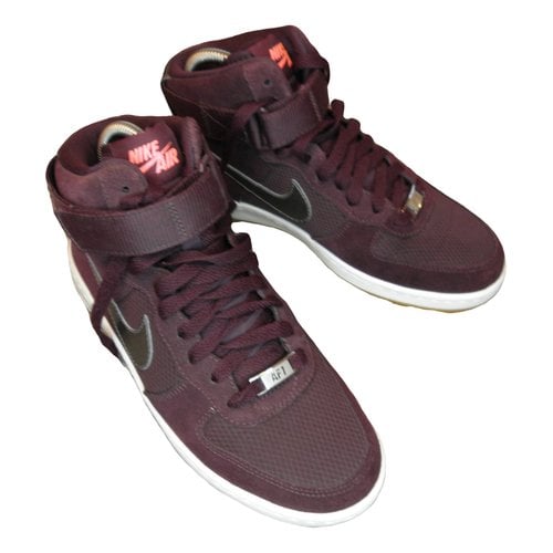 Pre-owned Nike Air Force 1 Cloth Boots In Burgundy