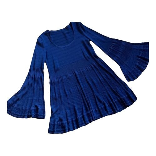 Pre-owned Alaïa Silk Mini Dress In Blue
