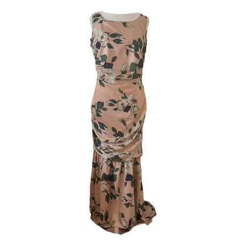 Pre-owned Dolce & Gabbana Silk Maxi Dress In Beige
