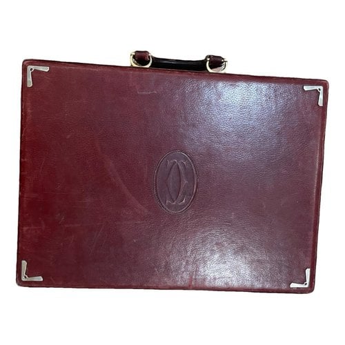 Pre-owned Cartier Leather Satchel In Burgundy