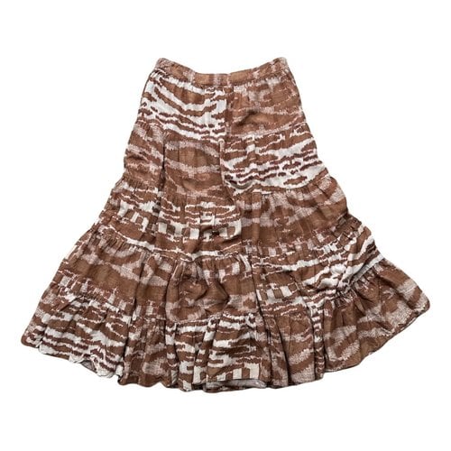 Pre-owned Ulla Johnson Silk Mid-length Skirt In Brown