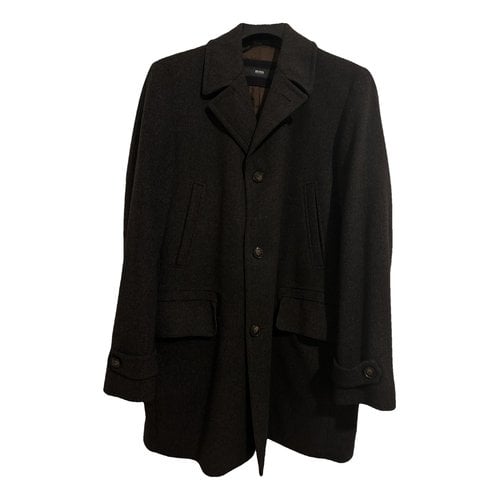 Pre-owned Hugo Boss Tweed Coat In Brown