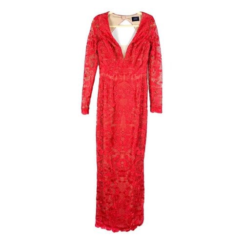 Pre-owned Marchesa Lace Maxi Dress In Red