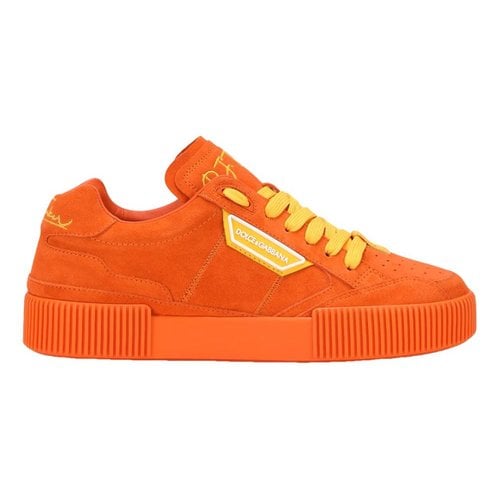 Pre-owned Dolce & Gabbana Leather Trainers In Orange