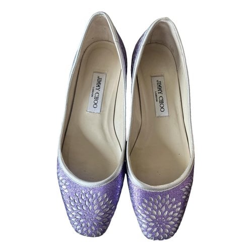 Pre-owned Jimmy Choo Leather Ballet Flats In Purple