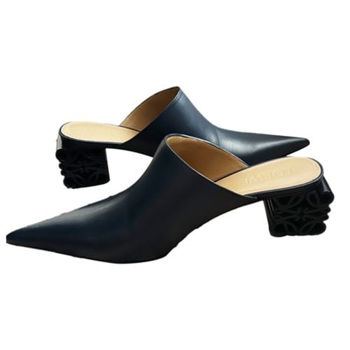 Pre-owned Loewe Leather Mules & Clogs In Blue