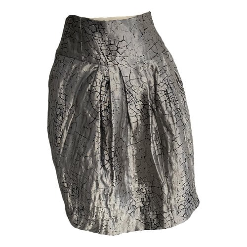 Pre-owned Roccobarocco Silk Mid-length Skirt In Silver