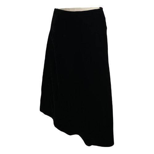 Pre-owned Roccobarocco Velvet Maxi Skirt In Black