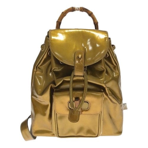 Pre-owned Gucci Leather Backpack In Gold