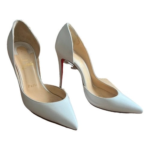 Pre-owned Christian Louboutin Iriza Leather Heels In White