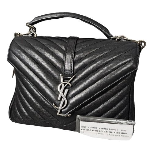 Pre-owned Saint Laurent Collã©ge Monogramme Leather Handbag In Black