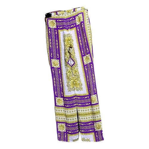 Pre-owned Versace Silk Trousers In Multicolour