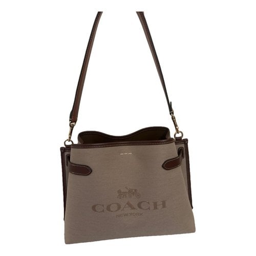 Pre-owned Coach Cloth Handbag In Beige