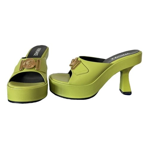 Pre-owned Versace Leather Mules & Clogs In Green