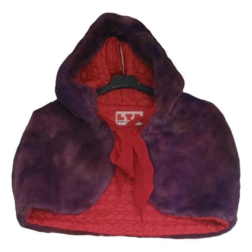 Pre-owned Fornarina Faux Fur Cape In Purple