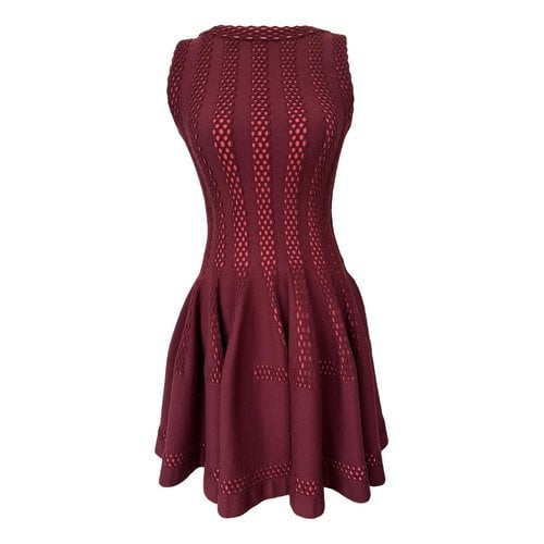 Pre-owned Alaïa Wool Mid-length Dress In Burgundy