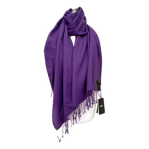 Pre-owned Fendi Wool Scarf & Pocket Square In Purple