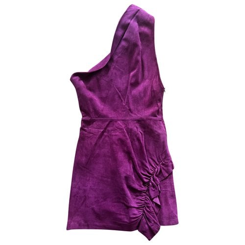 Pre-owned Iro Leather Mini Dress In Purple