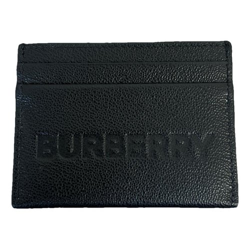 Pre-owned Burberry Leather Card Wallet In Black