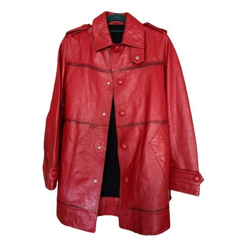 Pre-owned Ami Alexandre Mattiussi Leather Jacket In Red