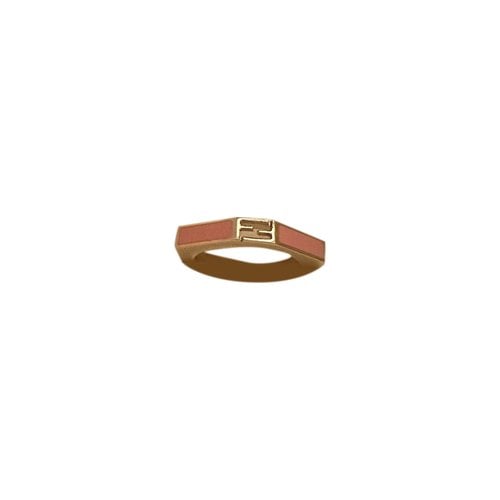Pre-owned Fendi Ff Yellow Gold Ring In Pink