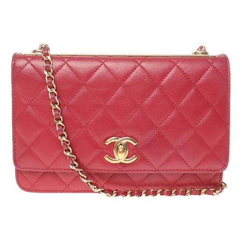 Pre-owned Chanel Trendy Cc Wallet On Chain Leather Crossbody Bag In Red