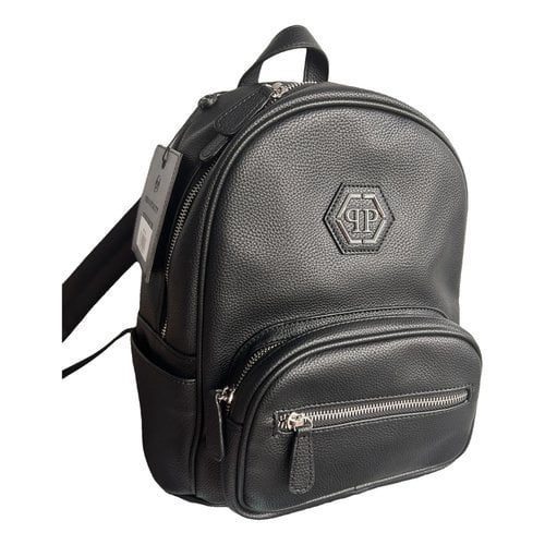 Pre-owned Philipp Plein Vegan Leather Backpack In Black